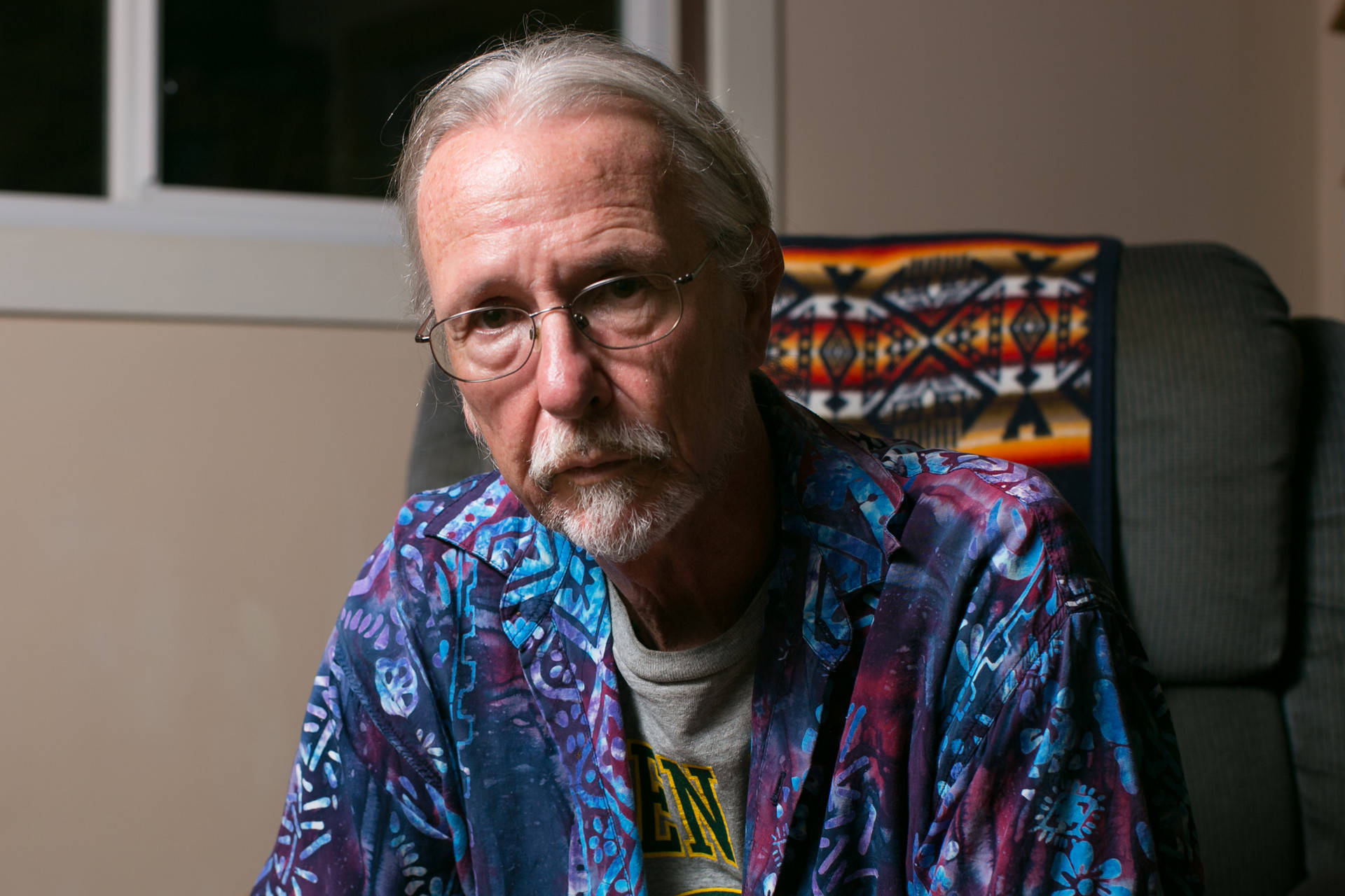 David Meisenheimer
successfully received the status of conscientious objector during the Vietnam War, which kept him from being drafted. He was photographed in his home on Sept. 12, 2017. Bert Johnson/KQED