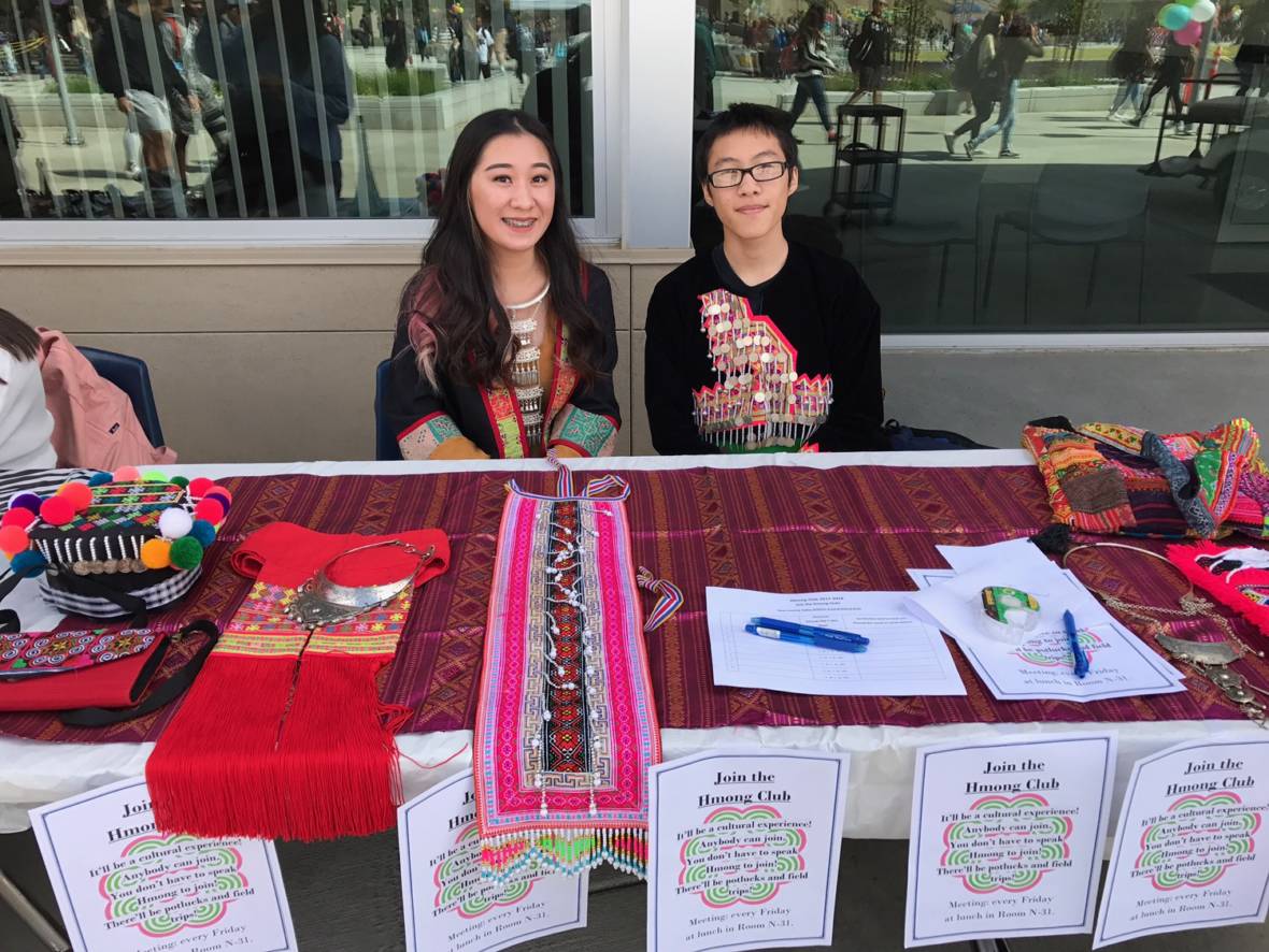 Sarah Vang (left) representing the Hmong Club during her school's club day. Courtesy Sarah Vang
