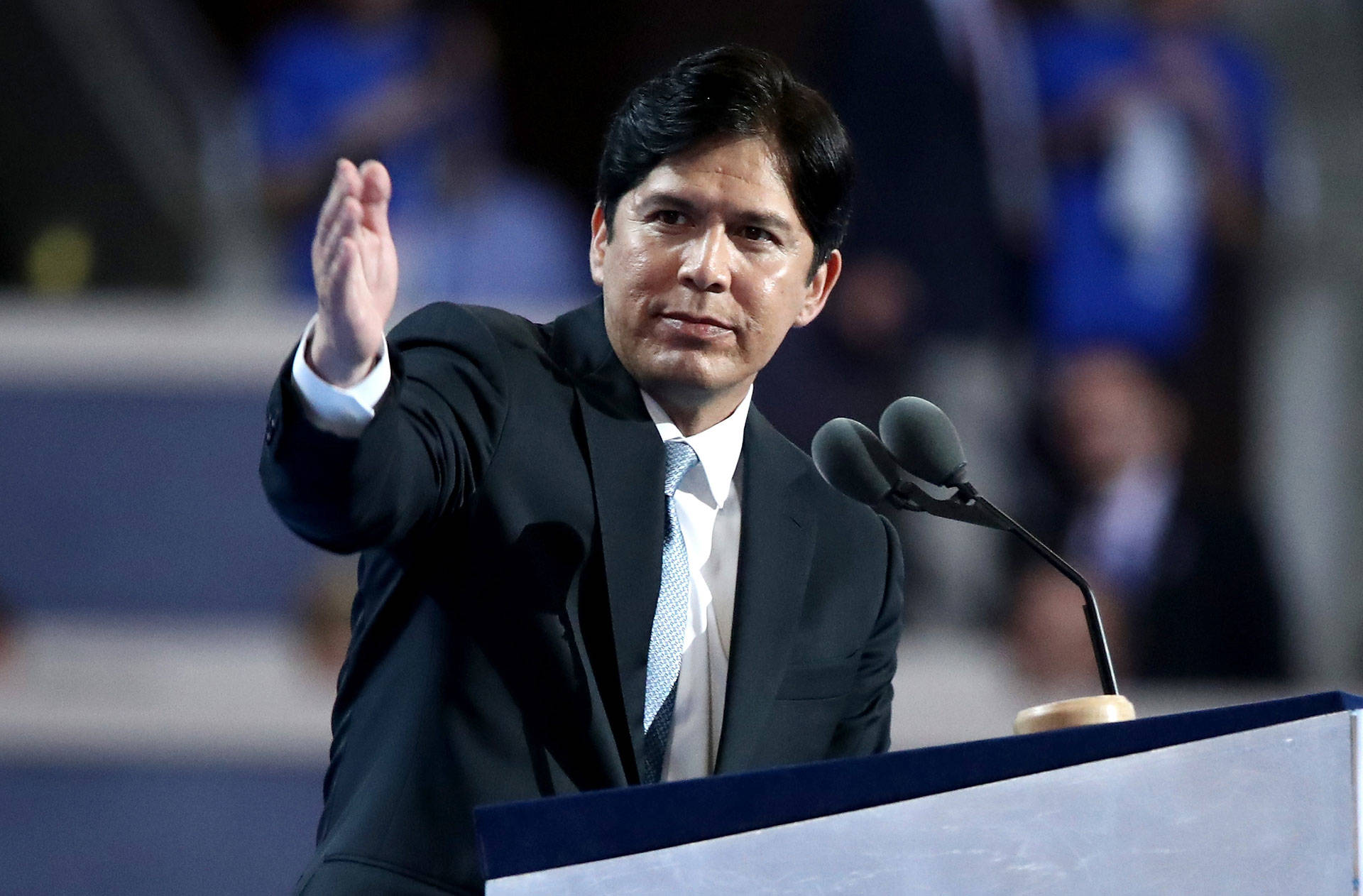 California State Sen. Kevin De León addresses the first day of the Democratic National Convention on July 25, 2016. Jessica Kourkounis/Getty Images