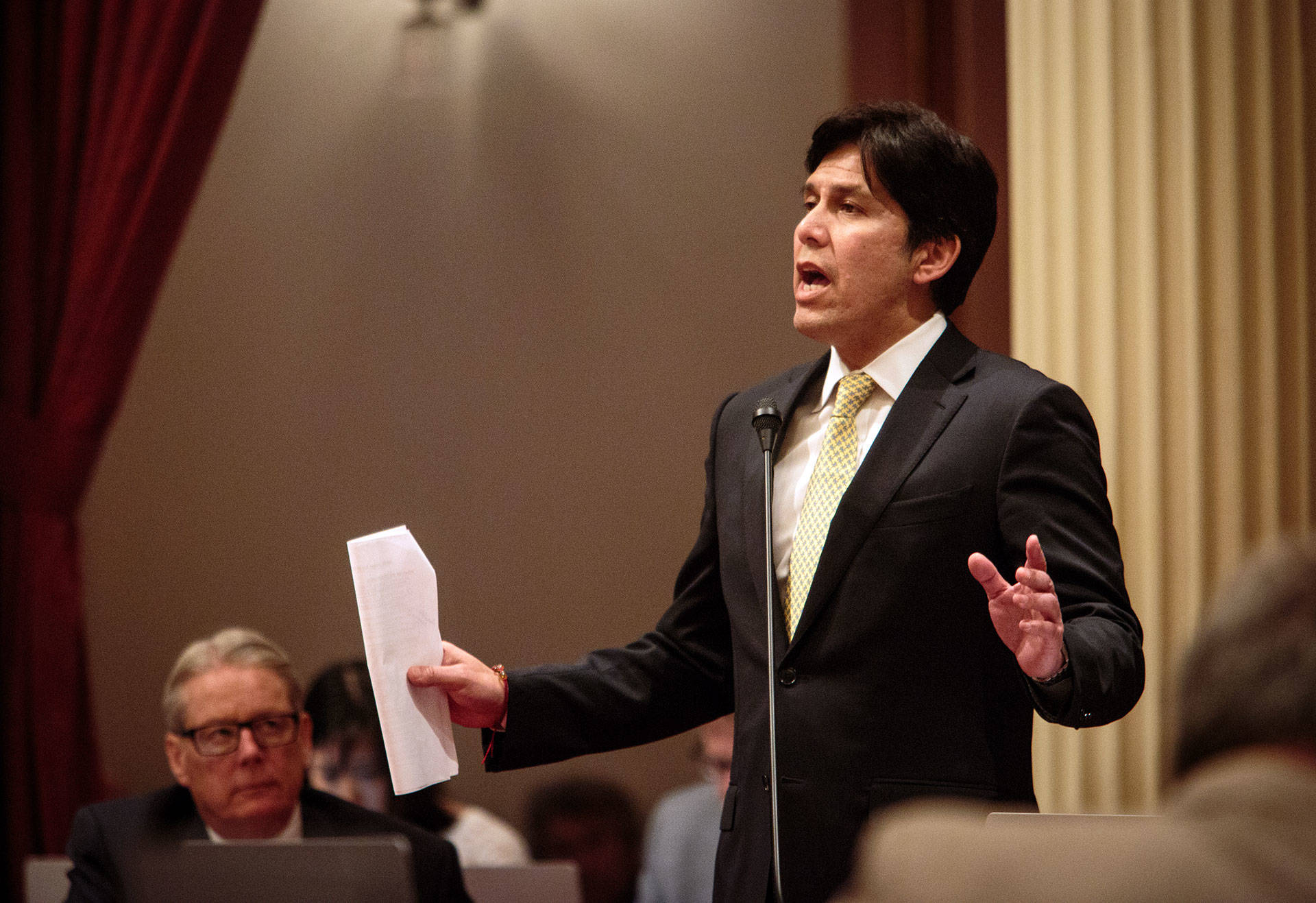 In his waning days as Senate President Pro Tem, Kevin de León is promoting what he calls the 'Protect California Taxpayers Act.' Max Whittaker/KQED