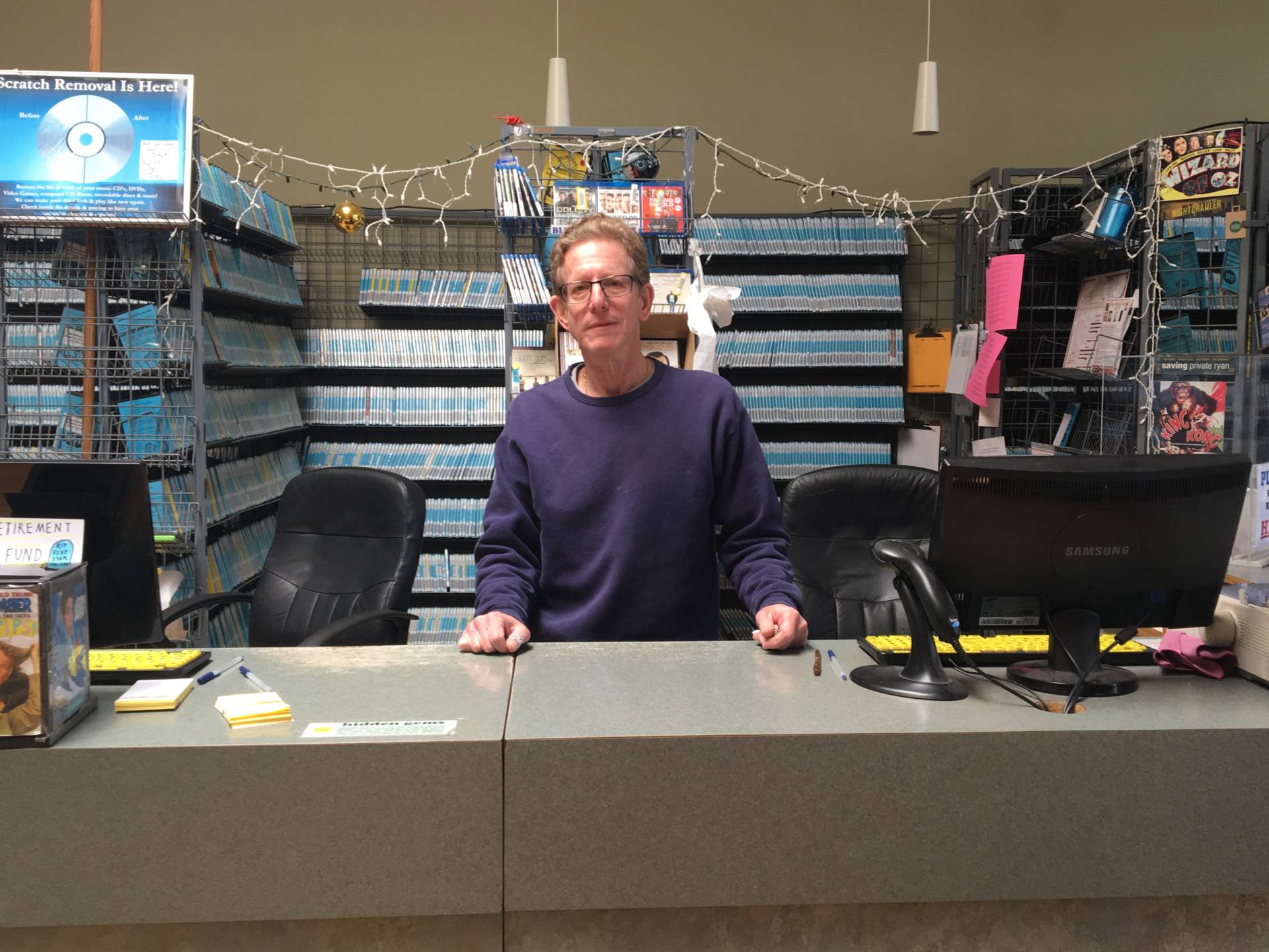 After 38 years in business, Andy Katz is closing his video rental store, the last one in Berkeley. Sam Harnett/KQED