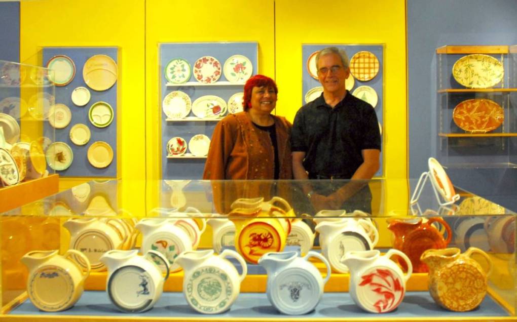 Lynn Maack and his late wife Sandi Genser Maack pose with their TEPCO collection at the Richmond Museum's TEPCO exhibition in 2011.
