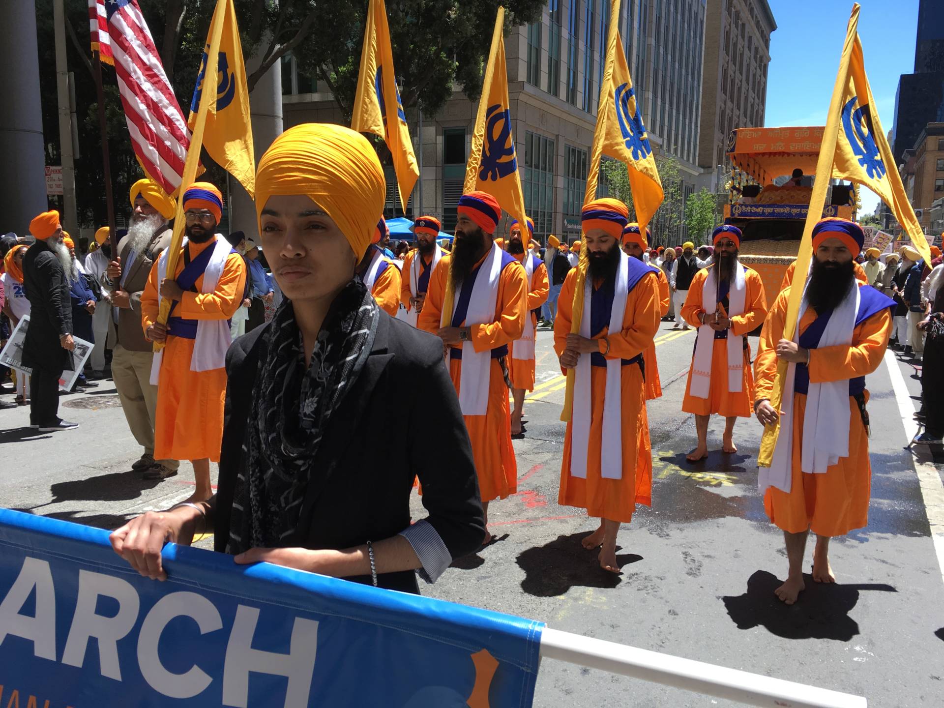 Thousands of Sikhs and their supporters paraded through San Francisco's streets on June 10, 2018, for the 5th Annual Remembrance March and Freedom Rally. Shia Levitt/KQED