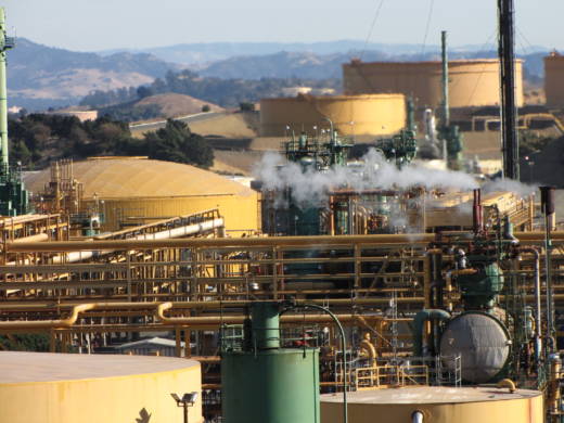 Storage tanks at Valero's oil refinery in Benicia, California.