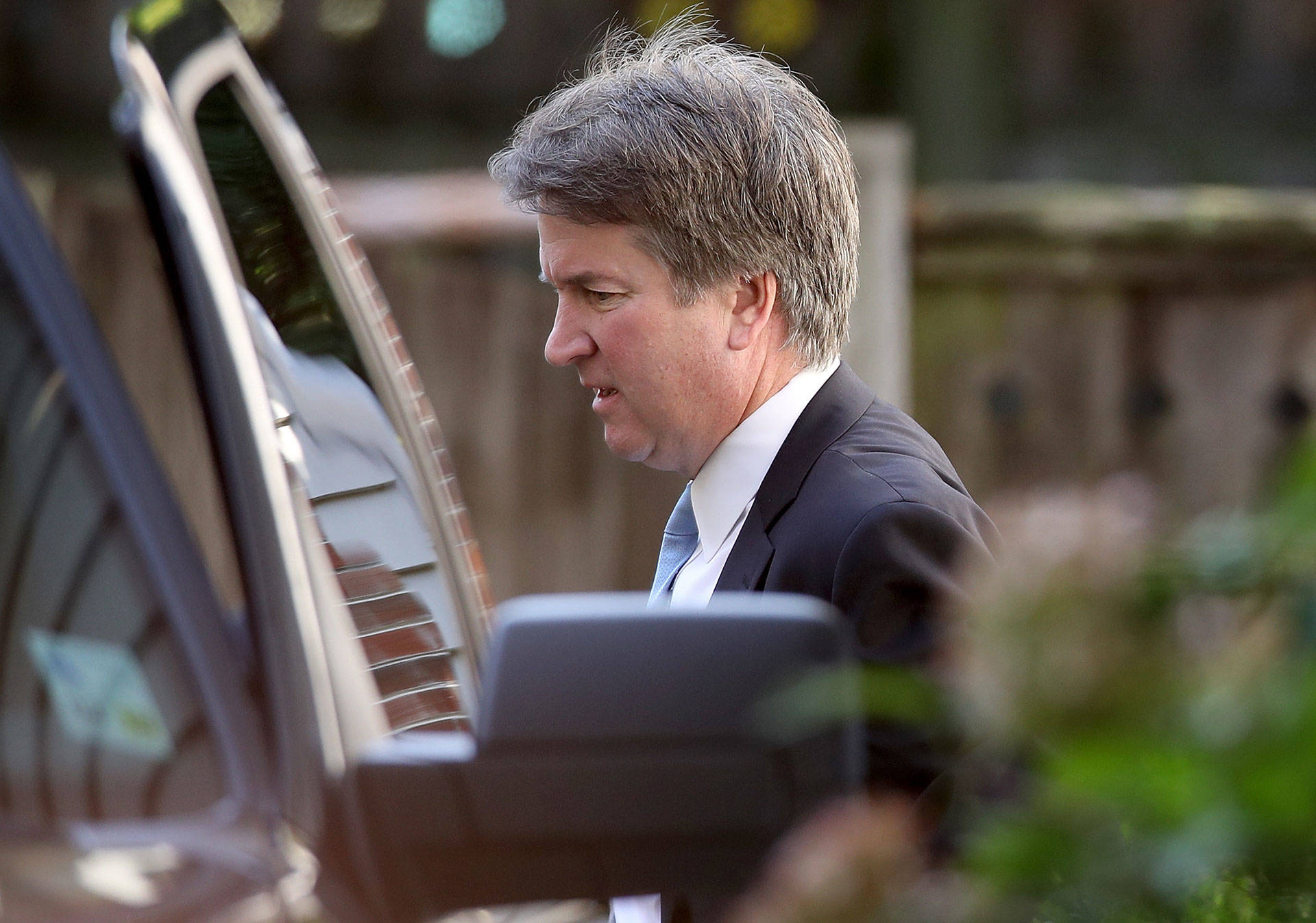 Supreme Court nominee Judge Brett Kavanaugh leaves his home on Sept. 19 in Chevy Chase, Maryland. Win McNamee/Getty Images