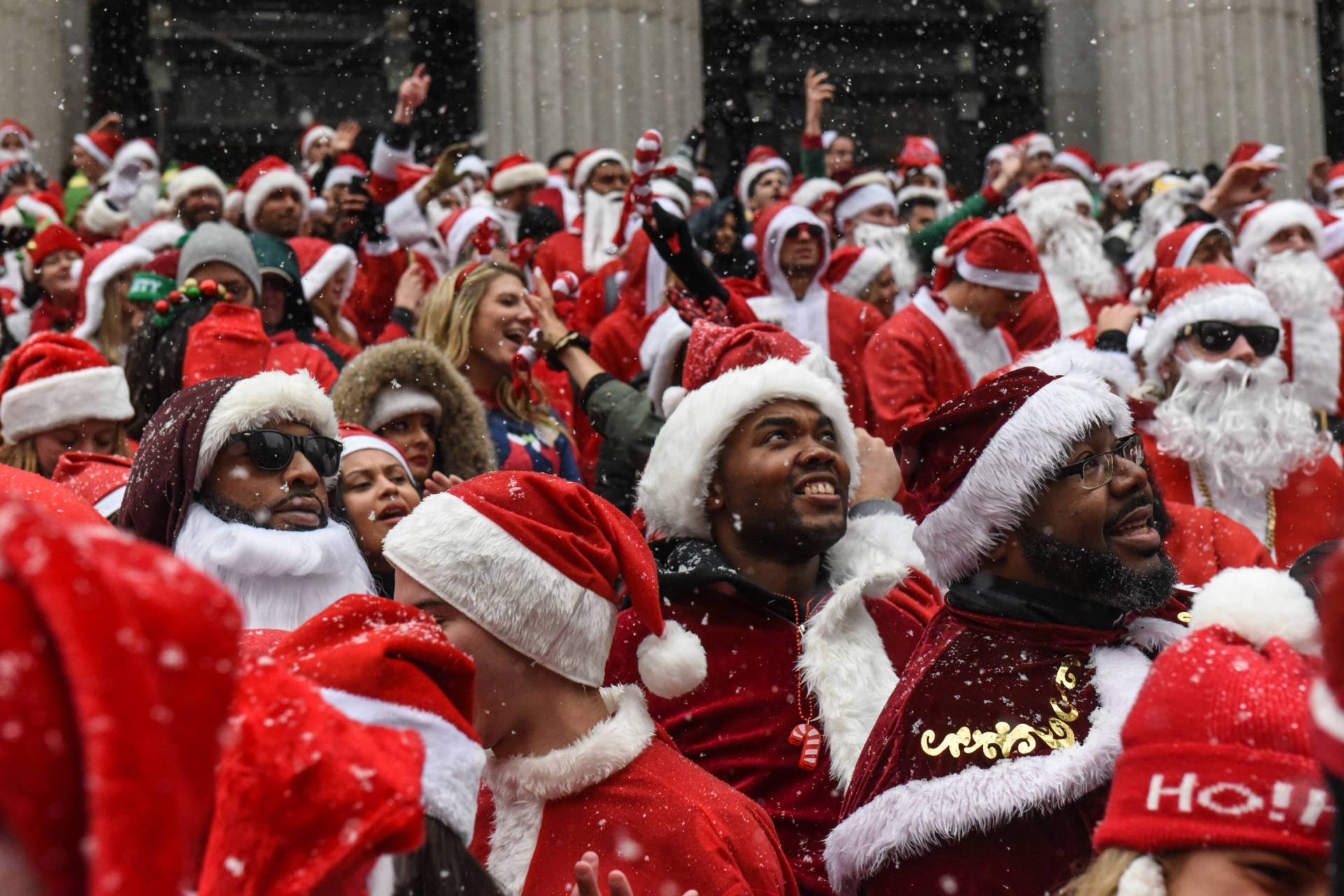The annual bar crawl that is SantaCon is now celebrated in cities around the globe. But it got its start in San Francisco.  Stephanie Keith/Getty Images