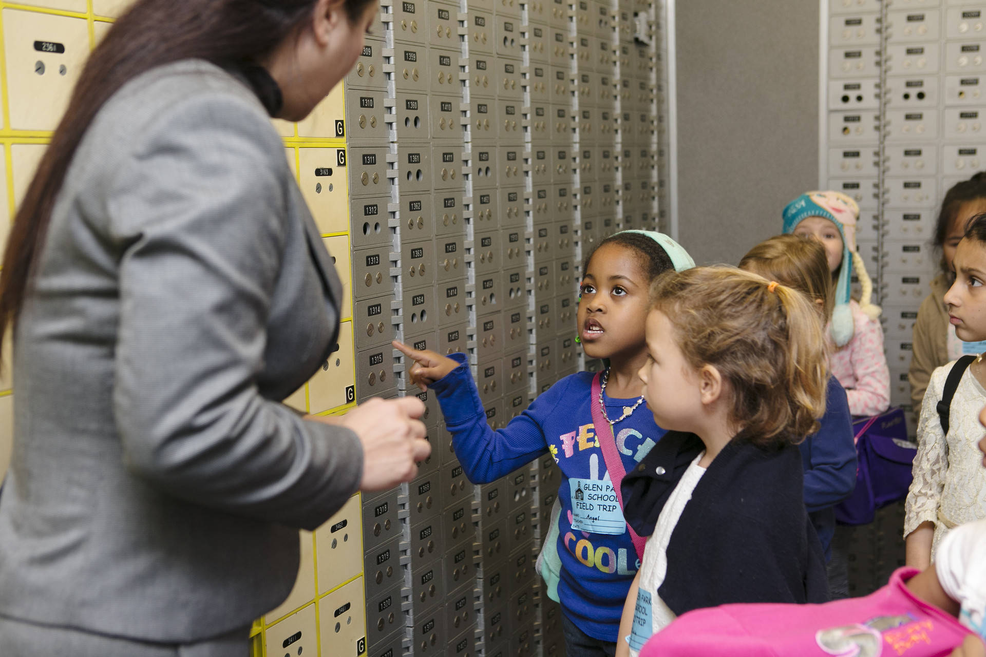 San Francisco kindergartners take a field trip to the bank in 2016 as part of the city's Kindergarten to College savings program. Kara Brodgesell, courtesy of the San Francisco Treasurer's Office