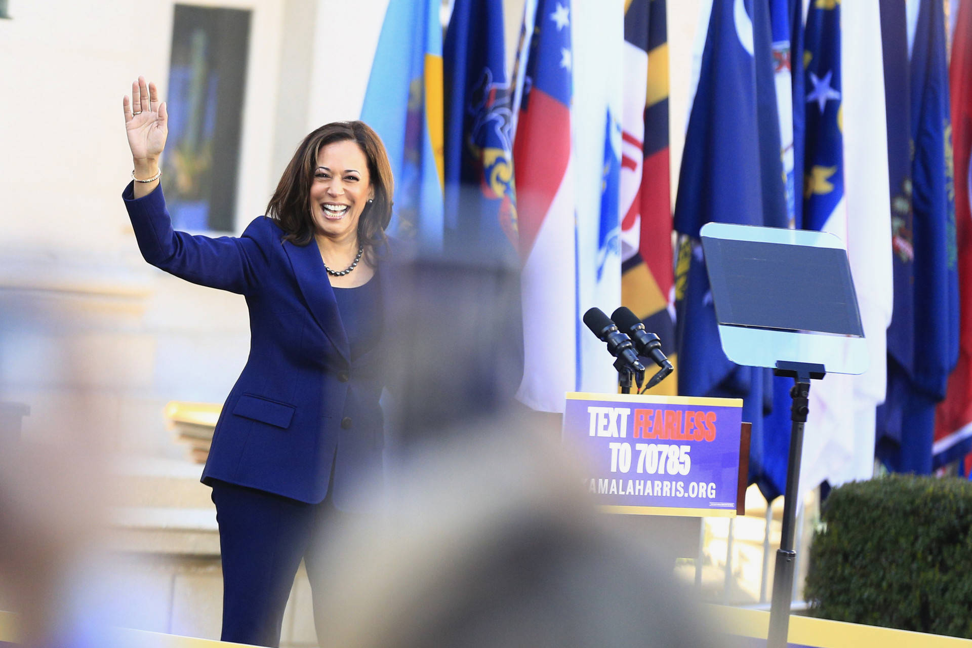 Sen. Kamala Harris formally launched her 2020 presidential campaign at a rally at Frank Ogawa Plaza in Oakland on Jan. 27, 2019. Stephanie Lister/KQED