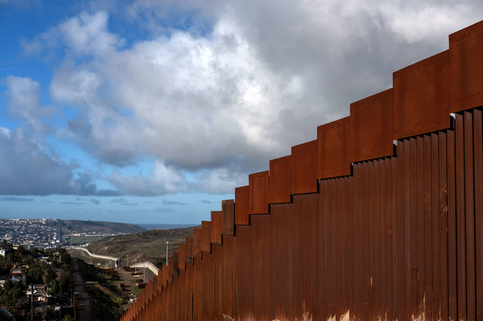 A section of the reinforced U.S.-Mexico border fence as seen from Tijuana, Mexico, on Sunday. Guillermo Arias/AFP/Getty Images