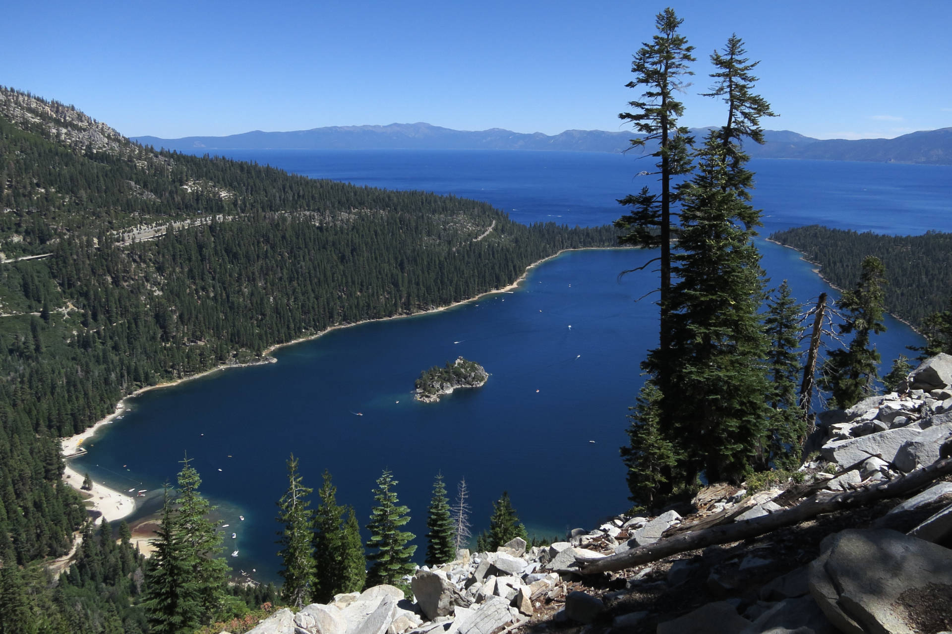 Emerald Bay lies under blue skies at Lake Tahoe. Sean Gallup/Getty Images