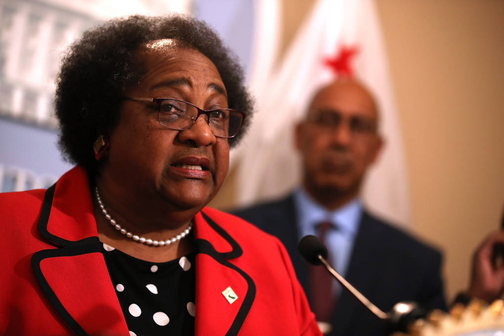 California State Assemblymember Shirley Weber (D-San Diego) speaks during a news conference to announce new legislation to address recent deadly police shootings on April 3, 2018 in Sacramento, California.
