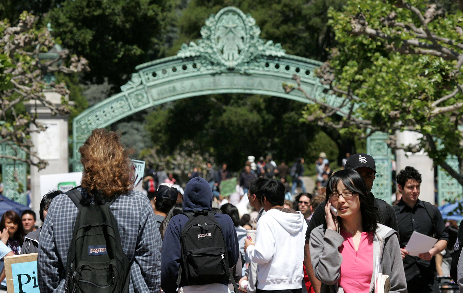 Students walk through Sather Gate at UC Berkeley, one of the nation's most selective public universities. Justin Sullivan/Getty Images