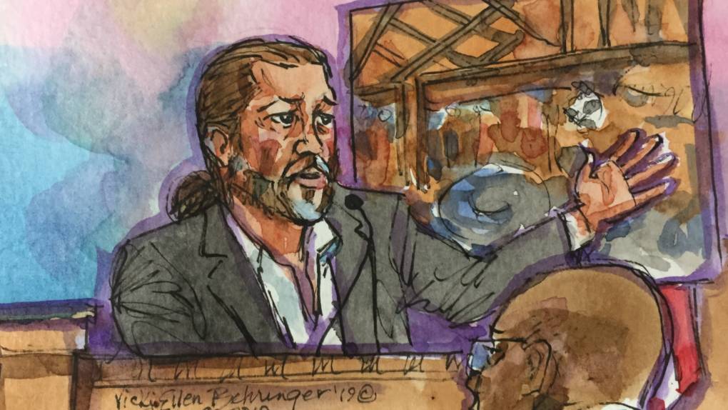 Ghost Ship master tenant Derick Almena during his first day of testimony in the 2019 criminal trial in which he faced 36 counts of involuntary manslaughter. He is set to be re-tried this year.