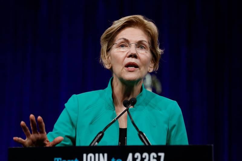 Sen. Elizabeth Warren speaks at the DNC's summer meeting in San Francisco on Aug. 23, 2019.