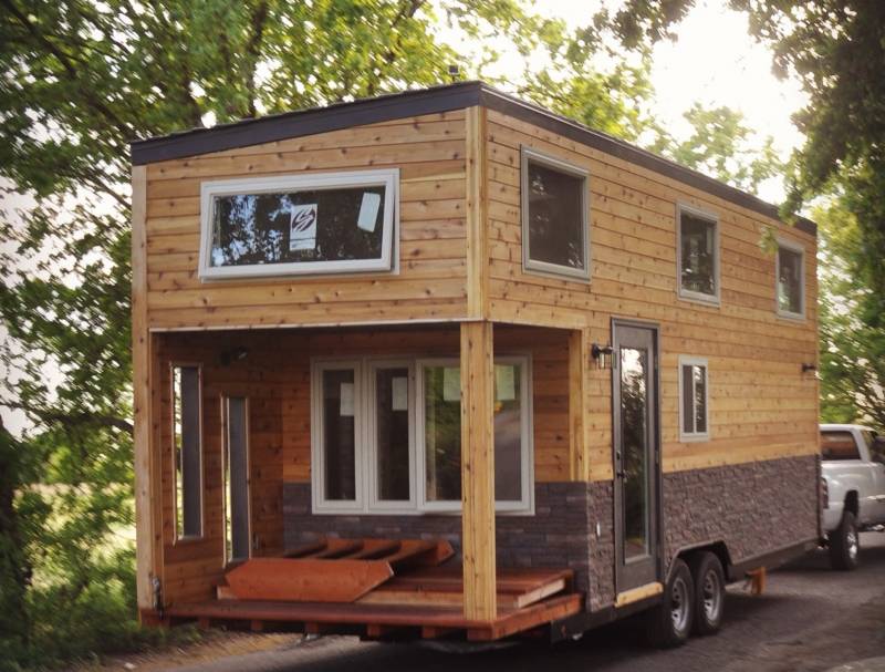 Melissa and Justin Smith live in a 128-square-foot tiny home in Folsom, CA.