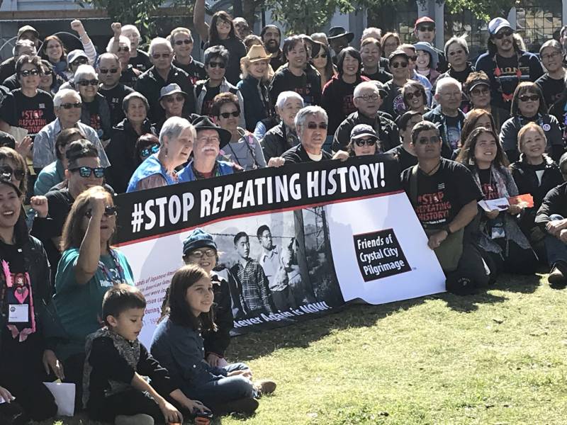 Japanese Latin Americans rallied in San Antonio, Texas, to protest the Trump administration's family detention policies.