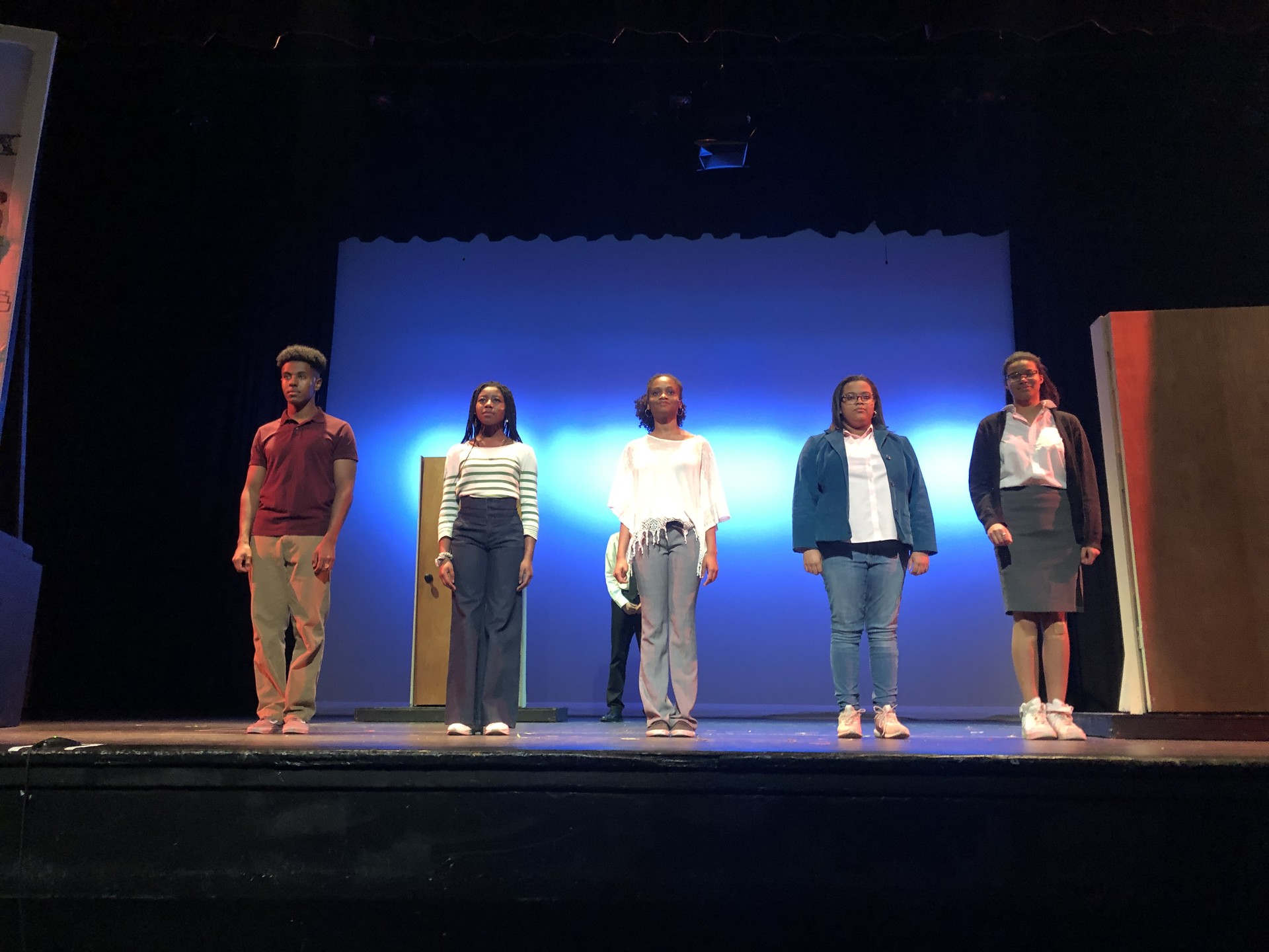 The lead actors in "The Apollos", a new play written, performed and produced by Oakland Technical High School students.