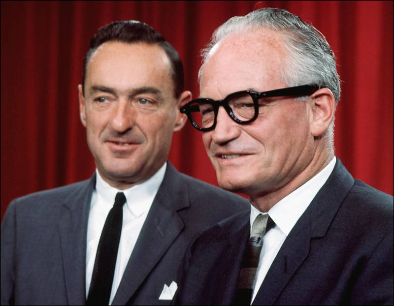 Presidential hopeful Barry Goldwater (right) with his running mate William Miller in 1964. 