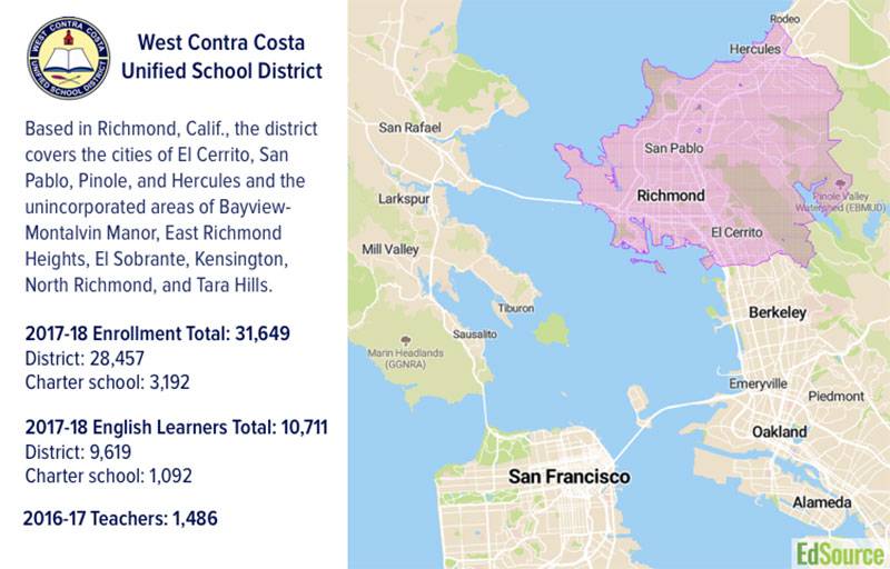 A map of the West Contra Costa Unified School District