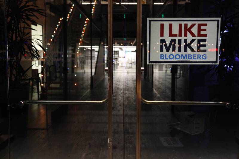 Mike Bloomberg's empty campaign headquarters office in Downtown Oakland on the night of Super Tuesday, March 3, 2020.