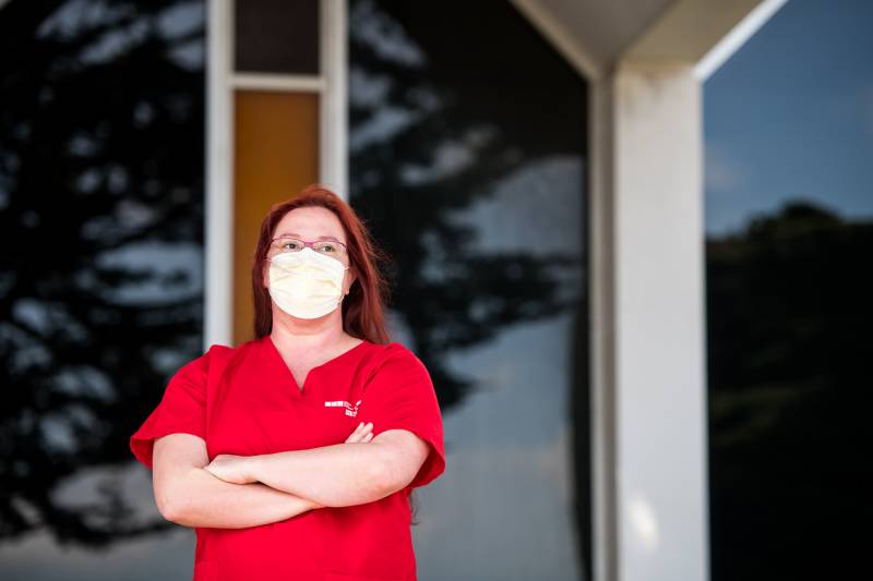 Shane Ward is a medical-surgical nurse at Seton Medical Center in Daly City. Her department has transitioned to becoming strictly a COVID-19 unit.