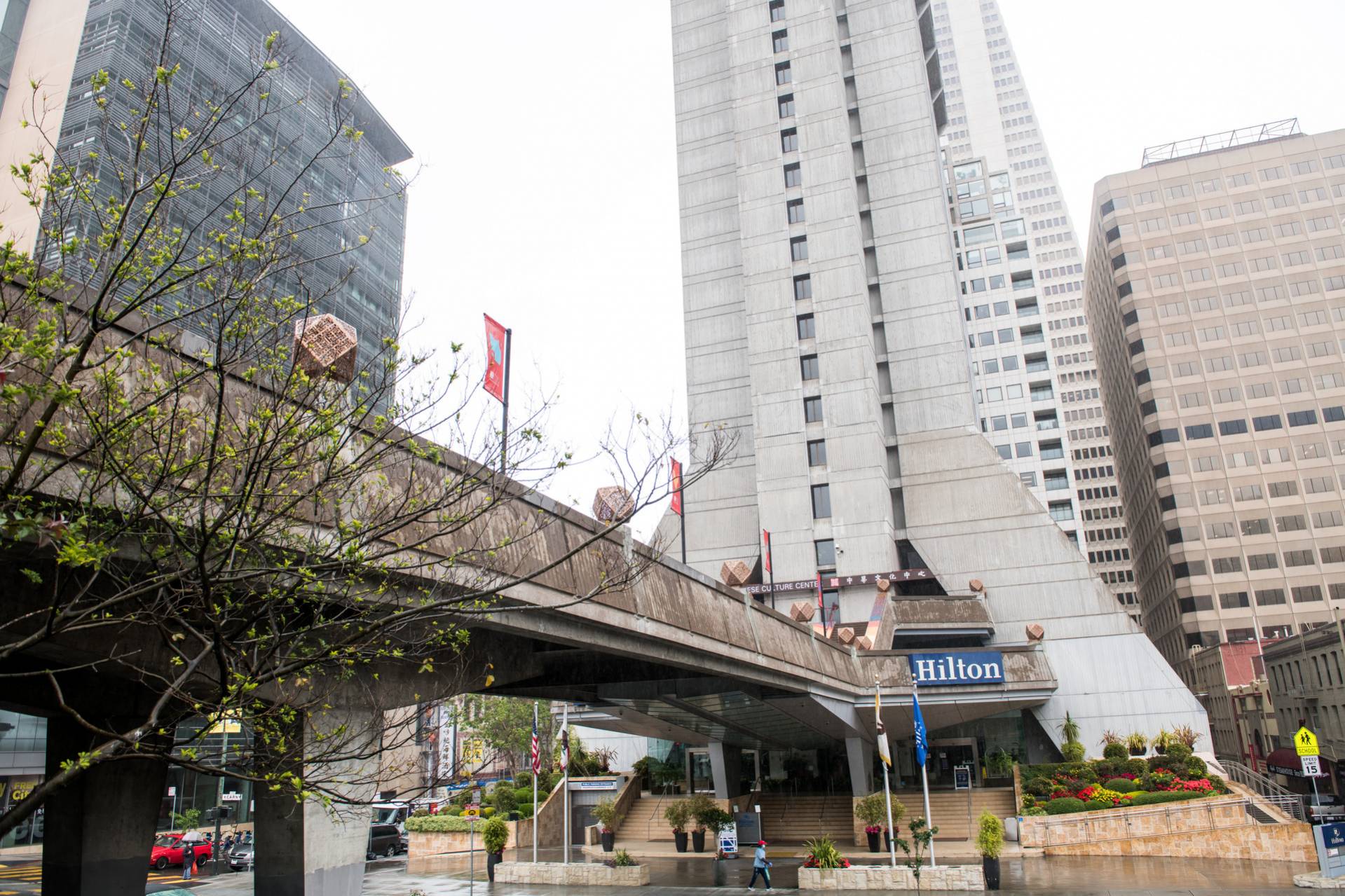 Public Works officials said 'discretionary actions' — in this case keeping or revoking the adjacent Hilton Hotel's permit for its pedestrian footbridge — require an environmental analysis before they can move forward.
