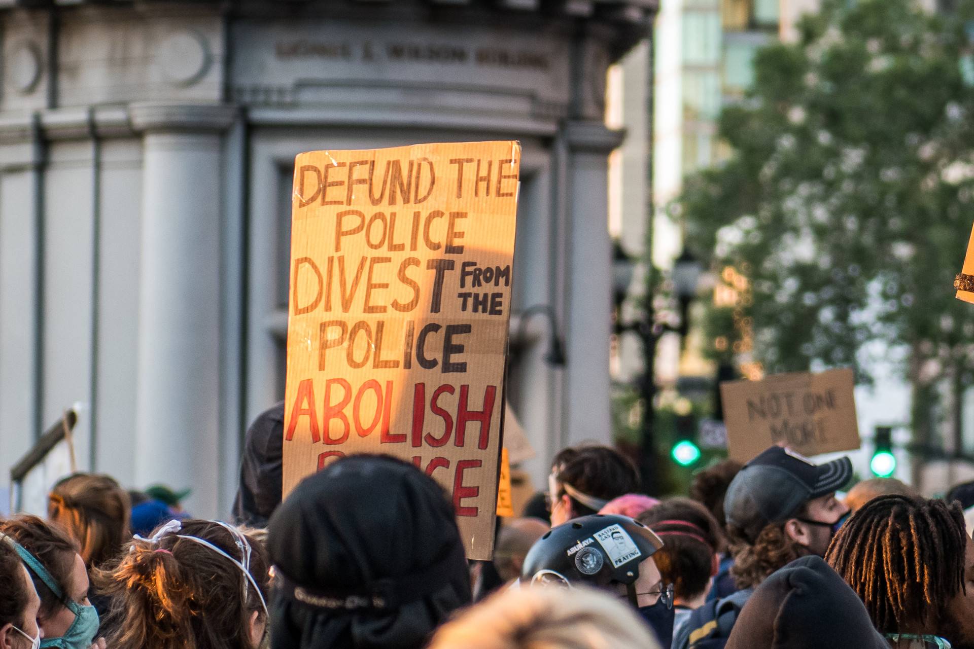 Demonstrators gather in Downtown Oakland to listen to speakers during a protest against police violence on June 3, 2020. Beth LaBerge/KQED