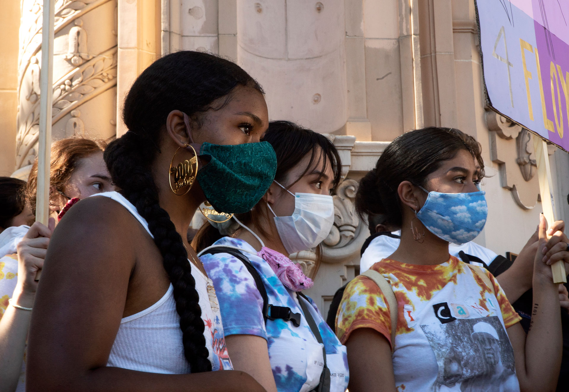 Simone Jacques (left) with fellow protesters during a march she organized in San Francisco on June 3, 2020.