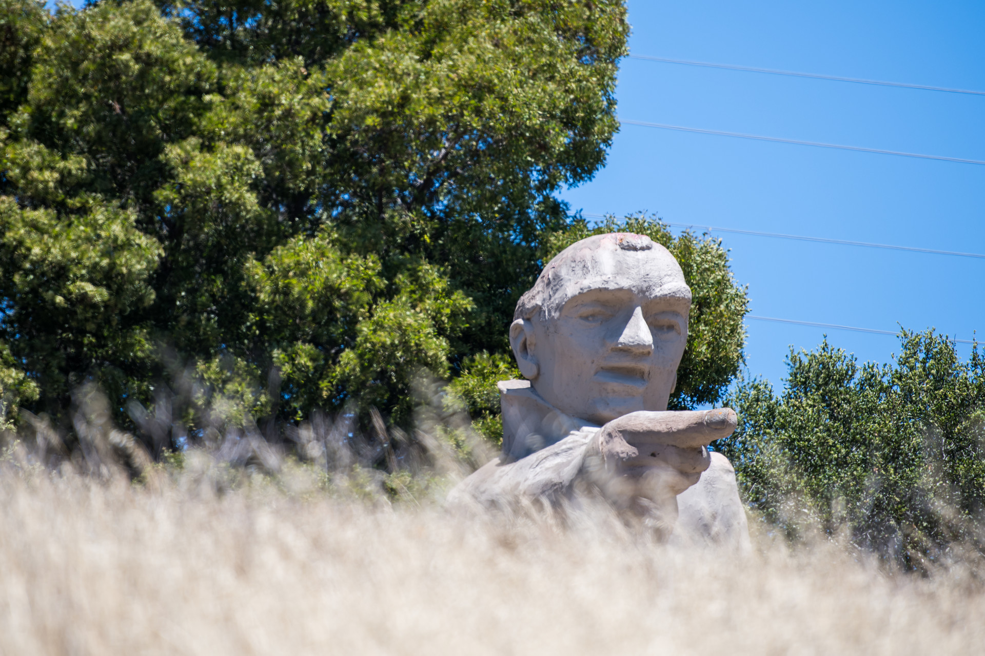 A statue of Junípero Serra at a rest stop along Interstate 280 near Hillsborough.