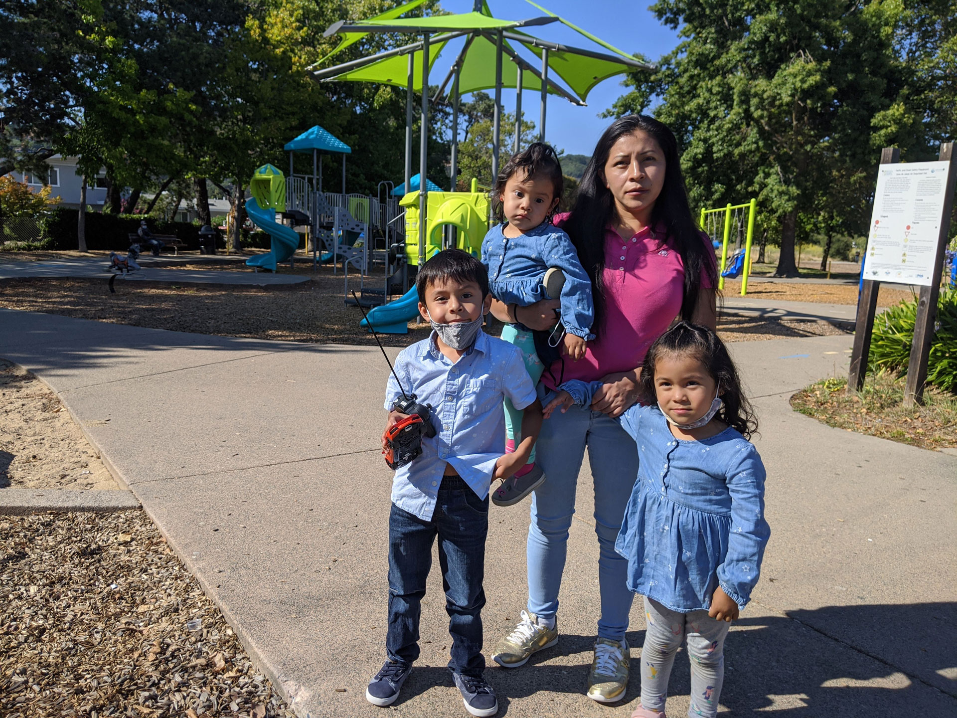 Crisalia Calderon with her children, Neymar (left), Daisy and Katy. The whole family tested positive for COVID-19 in late June but have since recovered.