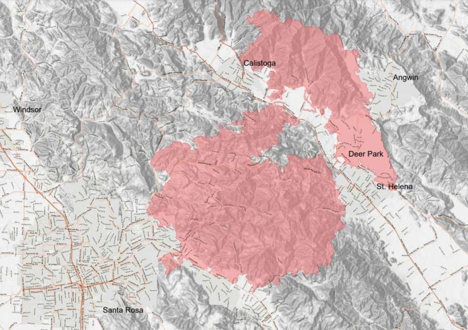The latest perimeter map of the Glass Fire, released by Cal Fire on Sept. 30.