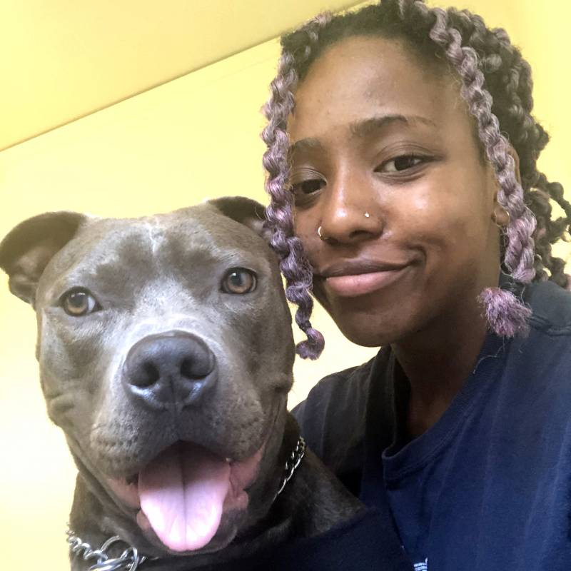 Jada Ross with her dog Blue. "He's just very attention seeking. And I need that sometimes," Ross said.