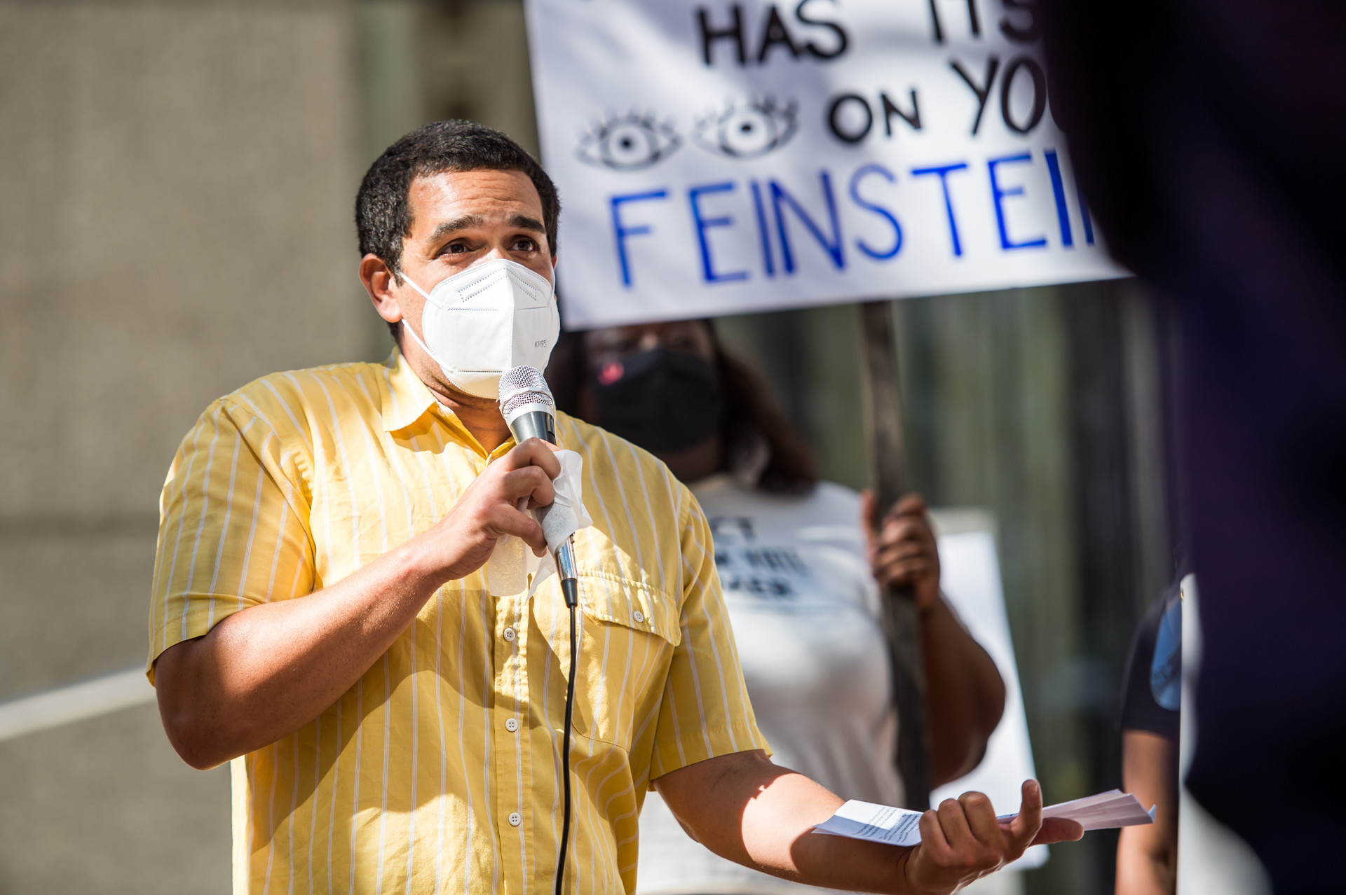 Richmond City Councilmember Melvin Willis speaks during a protest outside Sen. Dianne Feinstein's office in San Francisco on Oct. 12, 2020.