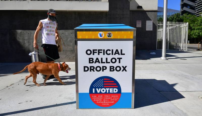 An official ballot drop box