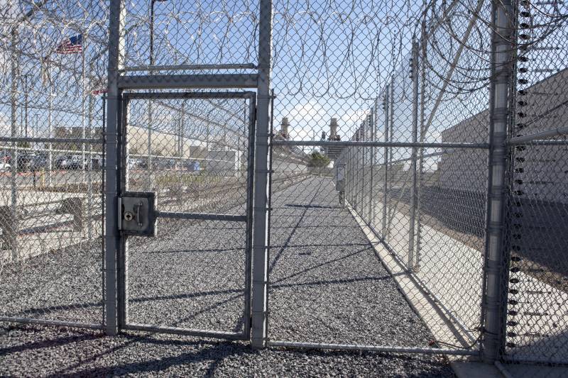 Layers of security fencing at Otay Mesa immigration Detention Facility just east of San Diego, where Luna Guzmán was held for eight months while waiting to present her asylum claim.
