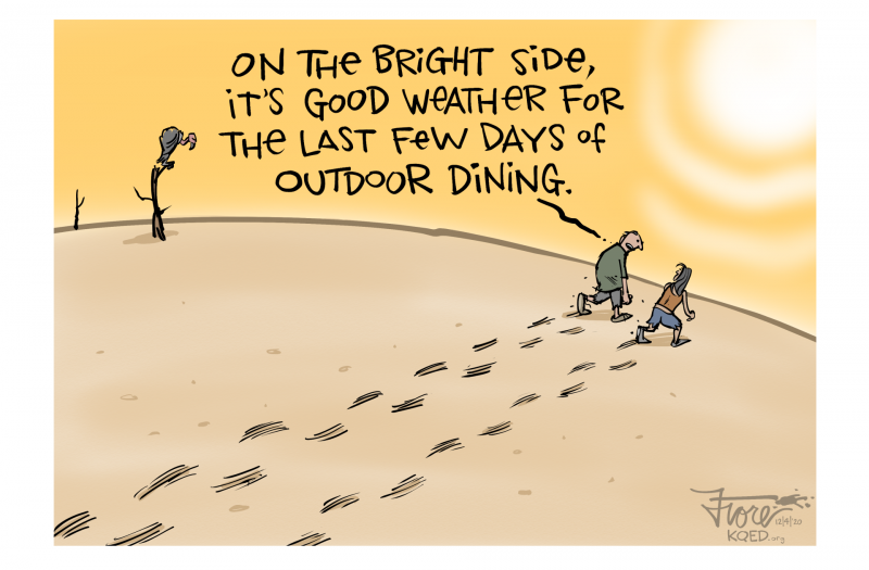 A Mark Fiore cartoon about drought and stay-at-home orders amid the COVID-19 pandemic.