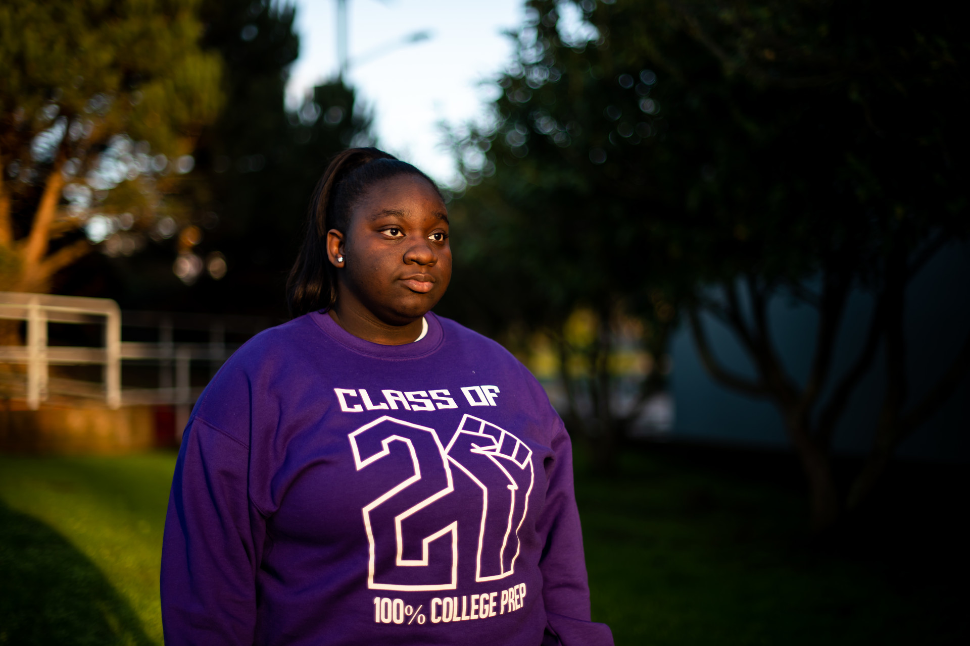 Shavonne Hines-Foster poses for a photo at Lowell High School in San Francisco on Jan. 29, 2021.