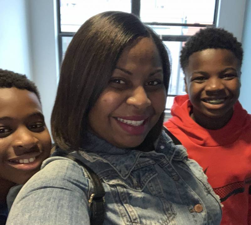 Carolyn Bims-Payne and her two sons, who are enrolled in OUSD public schools.