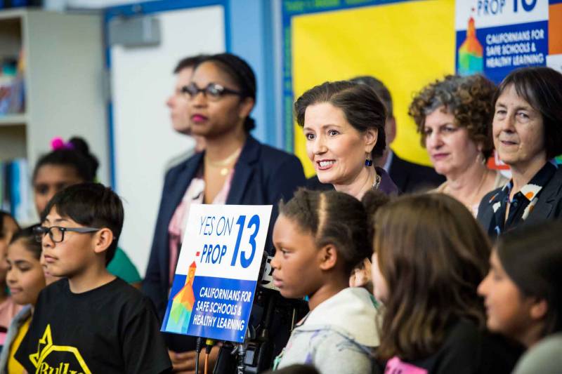 Libby Schaaf visits Manzanita Community Elementary School in Oakland in support of Proposition 13 on Mar. 2, 2020.