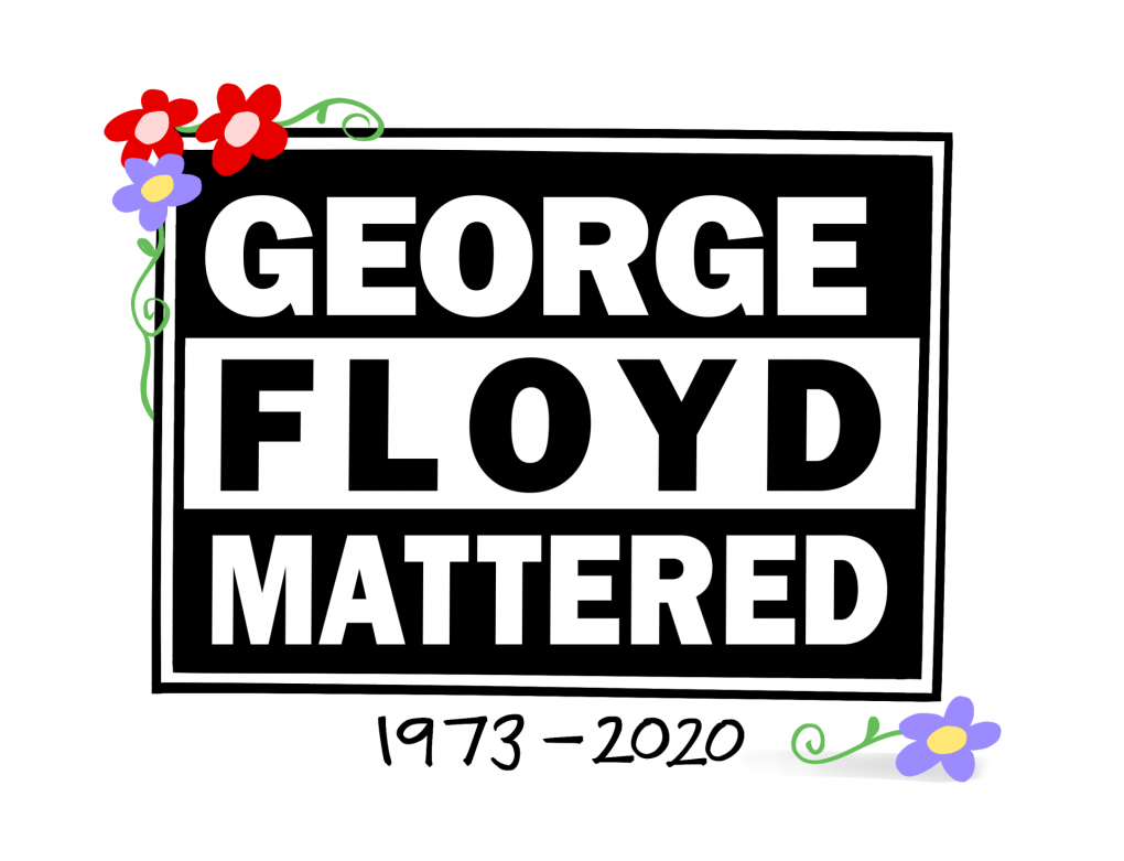A Mark Fiore cartoon commemorating one year since George Floyd was killed by police. The cartoon says "Geroge Floyd Mattered, 1973-2020."