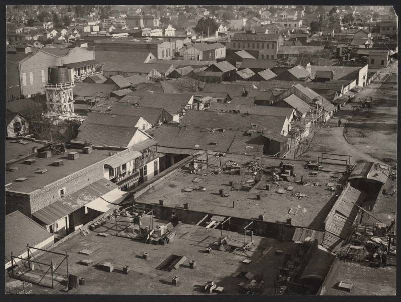 A rooftop view of San Jose's Second Market Street Chinatown. This Chinatown was much larger than any other Chinatown which came before it.