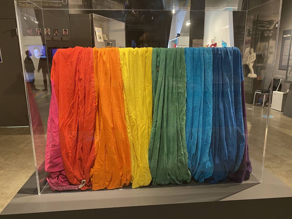 The original 1978 Rainbow Flag returned to San Francisco on June 4, 2021. It's being housed at the GLBT Historical Society Museum and Archive in the city’s Castro District. Ezra David Romero/KQED