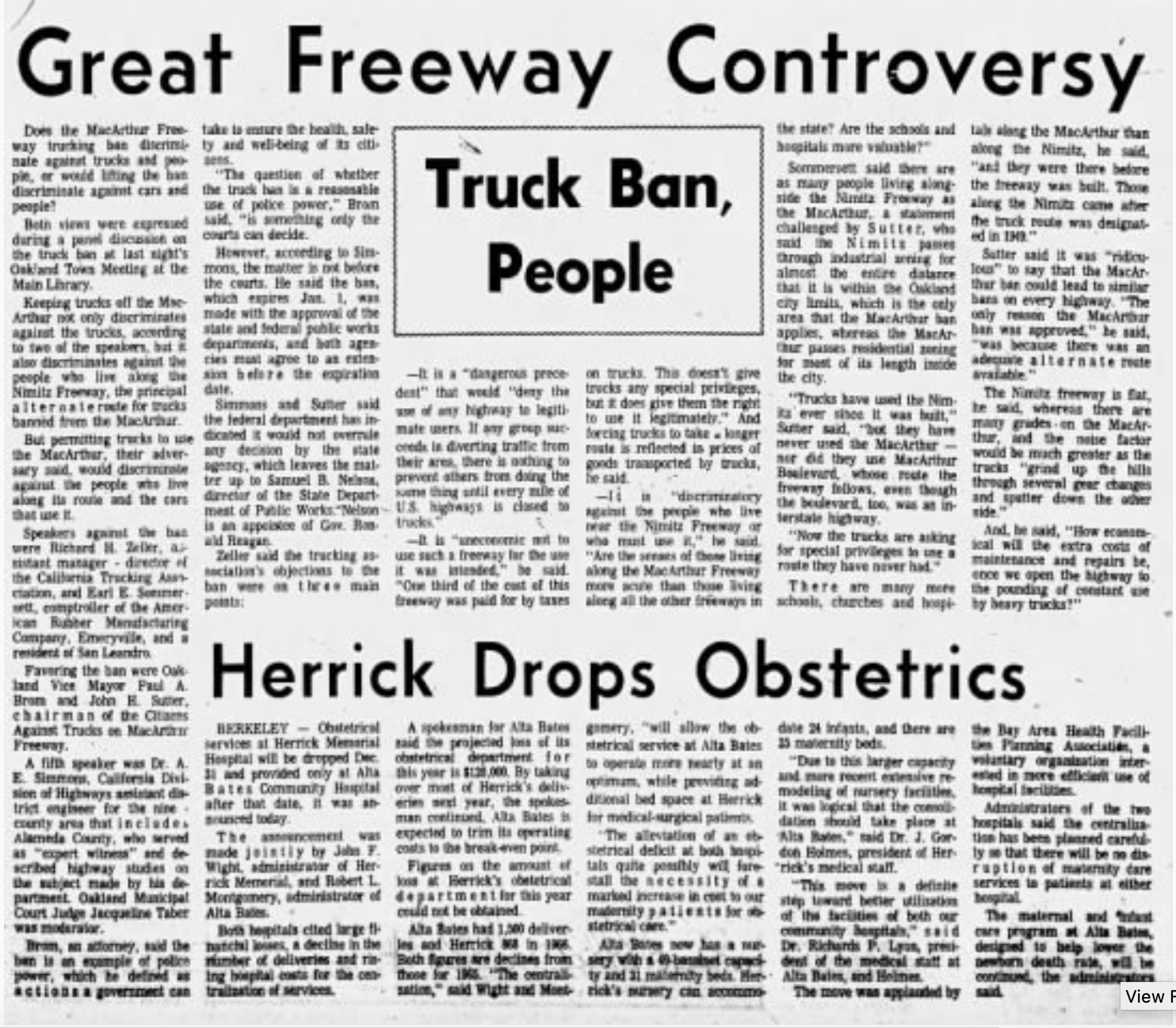 Oakland Tribune article from November 14, 1967