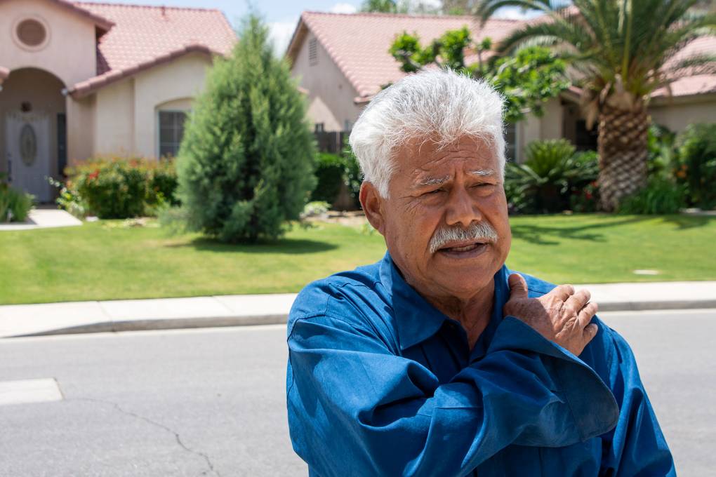 Arturo Gonzalez stands outside his home in Bakersfield, California. Gonzalez settled with the city of Bakersfield for injuries he received after officers struck him in January 2015. Anne Daugherty/UC Berkeley