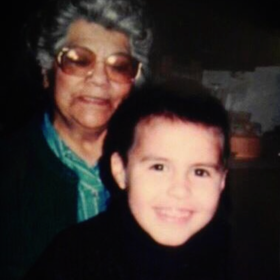 A young Vincent Medina with his great-grandmother, Mary Archuleta.