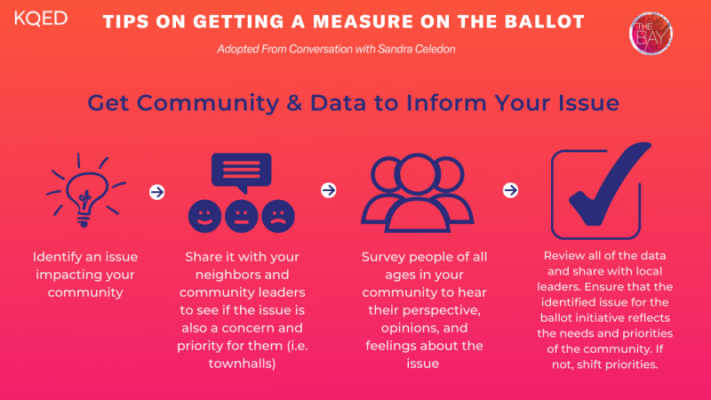 A graphic titled "Get Community & Data to Inform Your Issue," with 4 steps that are covered in the article.