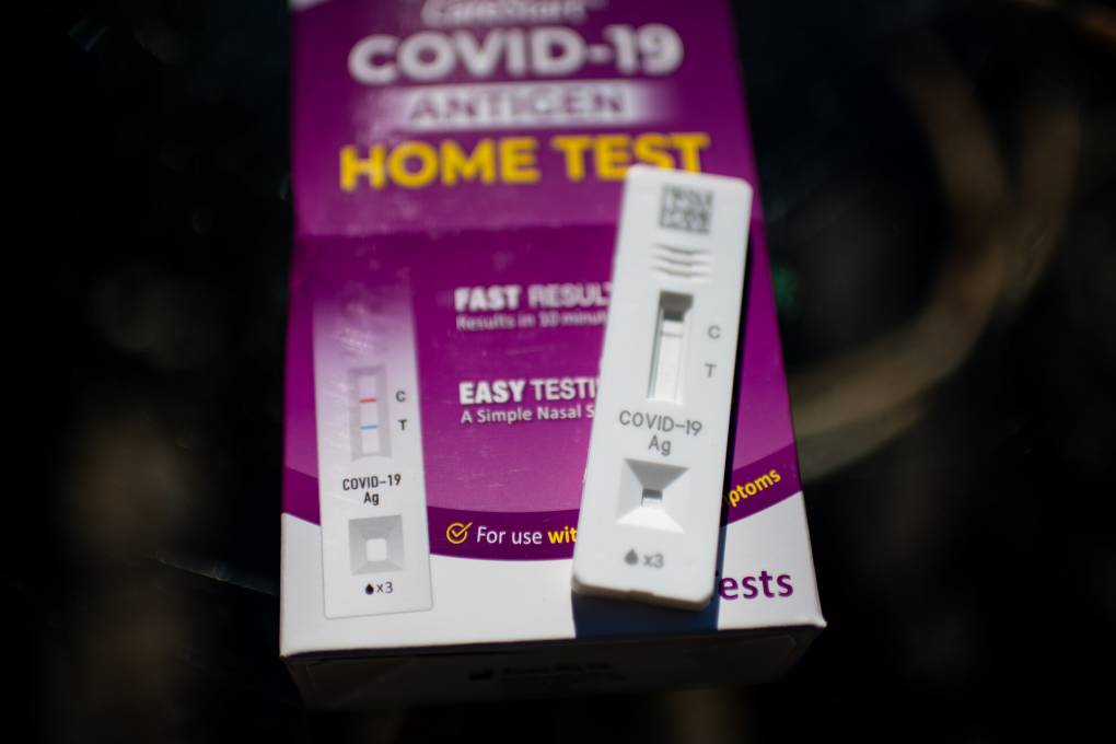 An at-home COVID-19 test, Feb. 3, 2022. Beth LaBerge/KQED