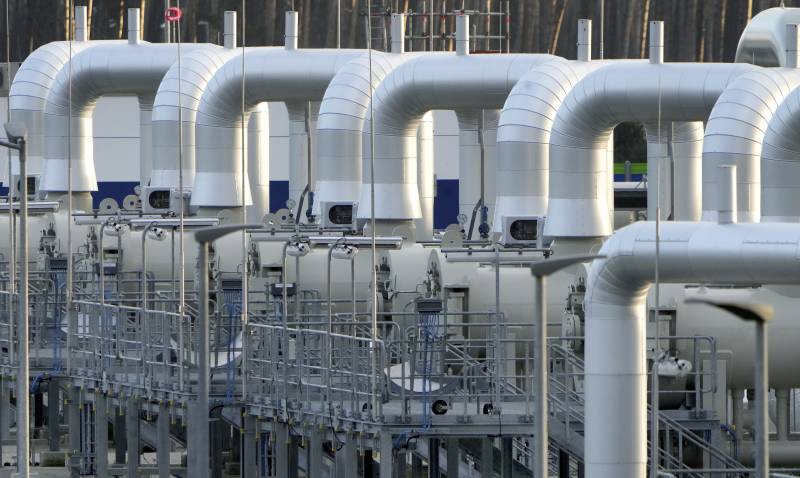 Pipes at the landfall facilities of the 'Nord Stream 2' gas pipline are pictured in Lubmin, northern Germany. 