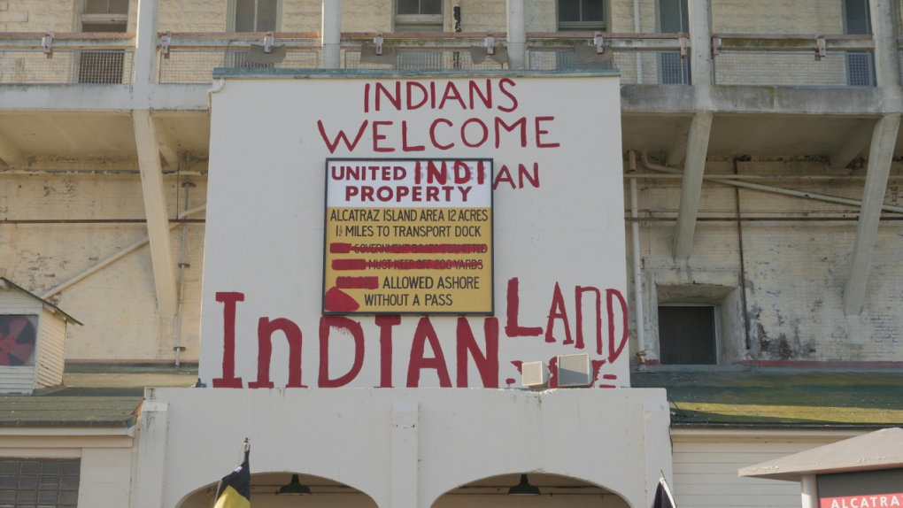 A sign that reads "Indians Welcome, United Inland Property, Indian Land."
