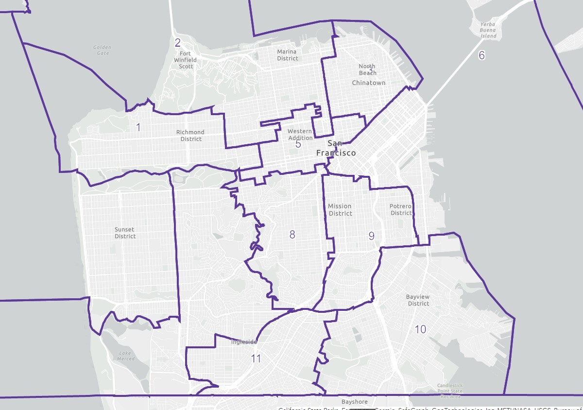 A voting district map of San Francisco.